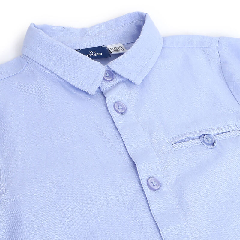 Boys Light Blue Solid Long Sleeve Shirt image number 2